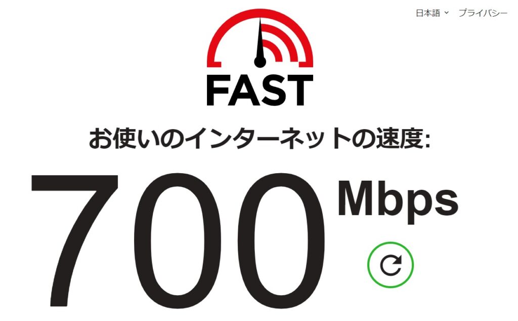 fastcomの測定画面