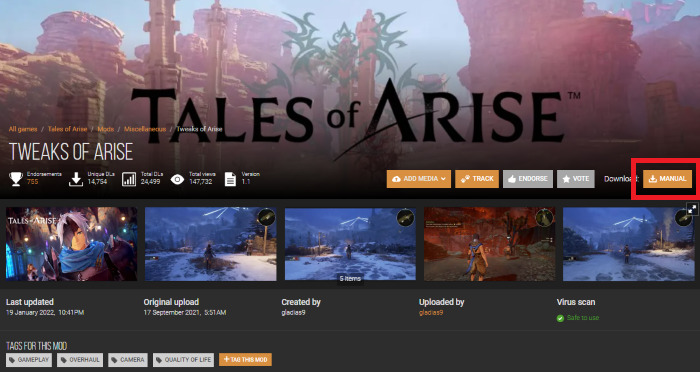 『Tales of ARISE』のMODを導入する方法